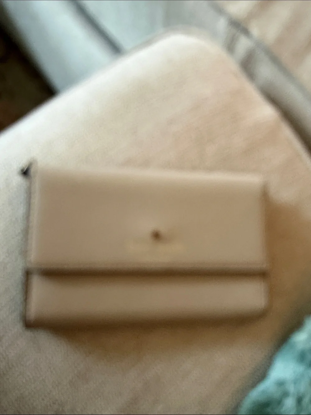 kate spade Taupe Leather Card Holder with Gold Accent